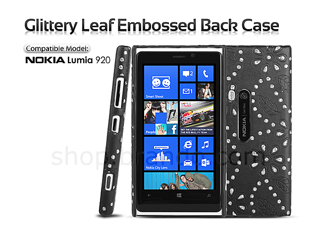Nokia Lumia 920 Glittery Leaf Embossed Back Case
