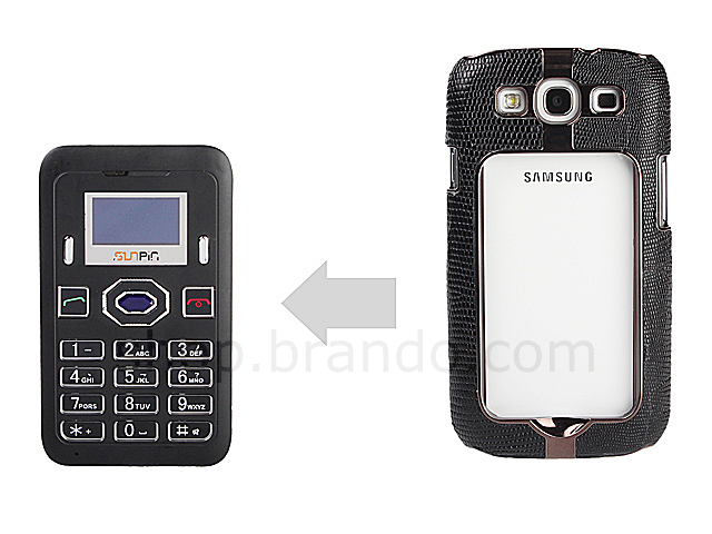 Samsung Galaxy S III I9300 Snake Skin Back Case with Detachable Mini Mobile Phone