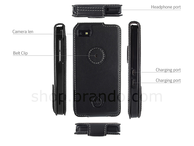 Brando Workshop Leather Case for Blackberry Z10 (Ultra-Thin Flip Top)