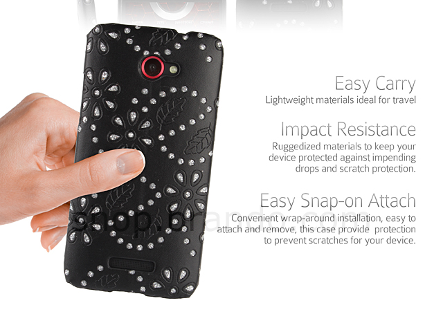 HTC Droid DNA Glittery Leaf Embossed Back Case