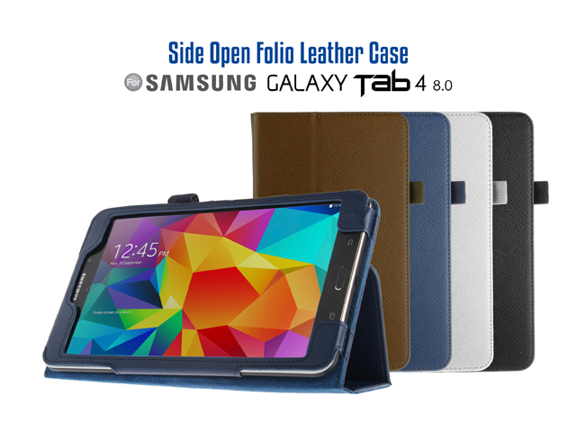 Folio Leather Case for Samsung Galaxy Tab 4 8.0 (Side Open)
