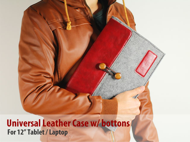 Universal Leather Case with buttons for 12 inch Tablets / Laptop