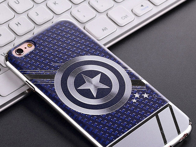 iPhone 7 Plus Captain America Silver Shield Electroplating Color Carving Case