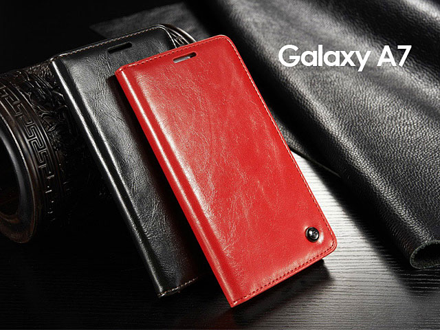 Samsung Galaxy A7 Magnetic Flip Leather Wallet Case