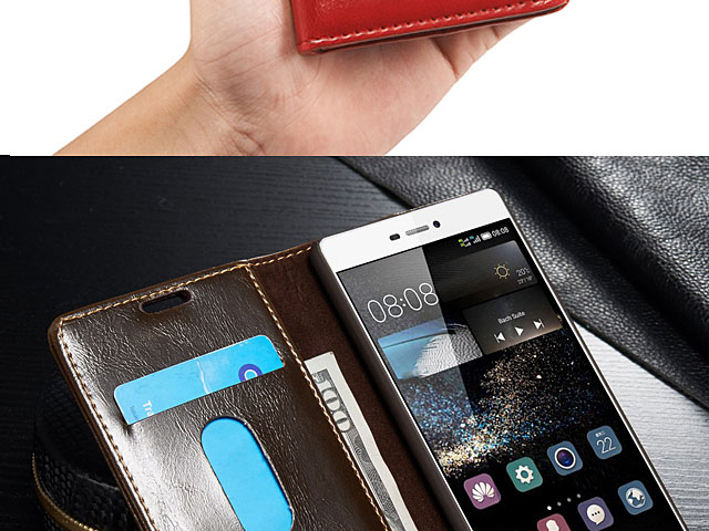 Huawei P8 Magnetic Flip Leather Wallet Case