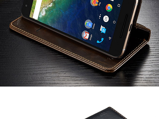 Google Nexus 5X Magnetic Flip Leather Wallet Case