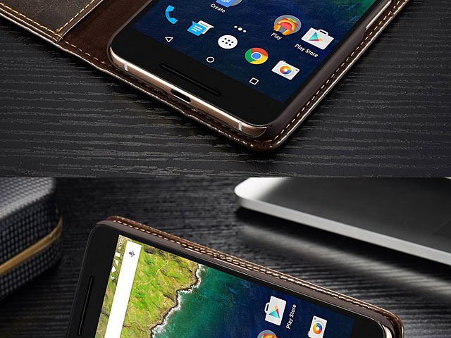 Google Nexus 6P Magnetic Flip Leather Wallet Case
