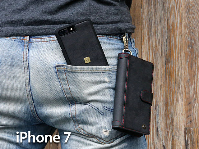 iPhone 7 Metal Buckle Zipper Wallet Folio Case