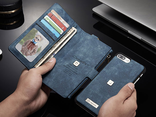 iPhone 7 Plus Metal Buckle Zipper Wallet Folio Case
