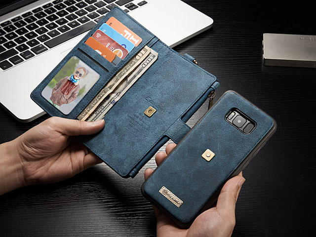 Samsung Galaxy S8+ Metal Buckle Zipper Wallet Folio Case