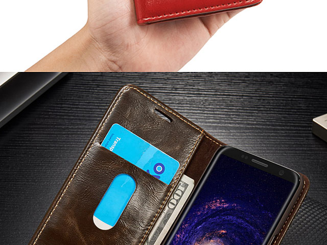 Samsung Galaxy S8+ Magnetic Flip Leather Wallet Case