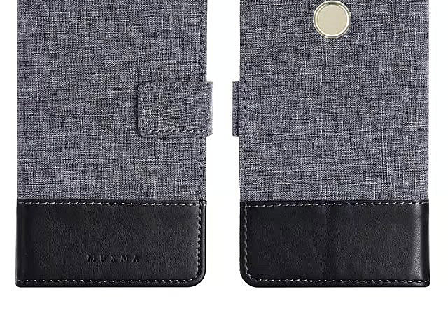 Huawei P8 Lite (2017) Canvas Leather Flip Card Case