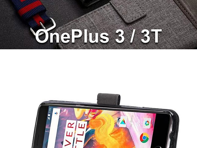 OnePlus 3 / 3T Canvas Leather Flip Card Case