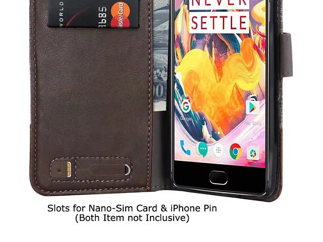 OnePlus 3 / 3T Canvas Leather Flip Card Case