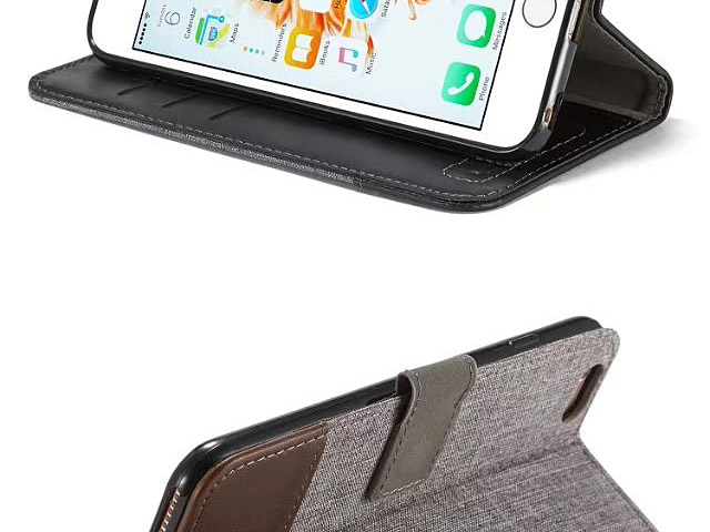 iPhone 6 / 6s Canvas Leather Flip Card Case