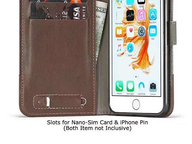 iPhone 6 Plus / 6s Plus Canvas Leather Flip Card Case
