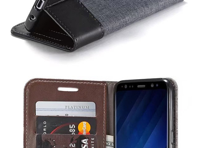 Samsung Galaxy S8+ Canvas Leather Flip Card Case