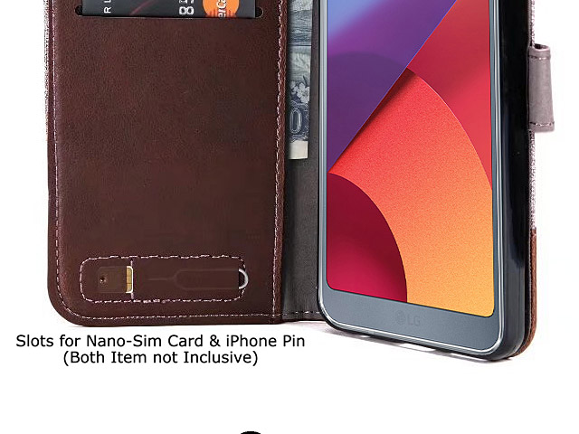 LG G6 Canvas Leather Flip Card Case