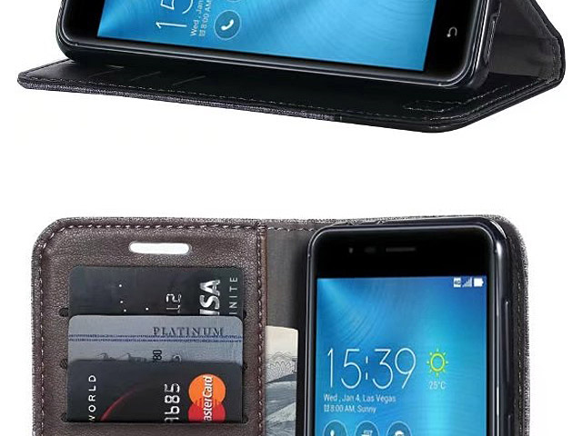 Asus Zenfone Live ZB501KL Canvas Leather Flip Card Case
