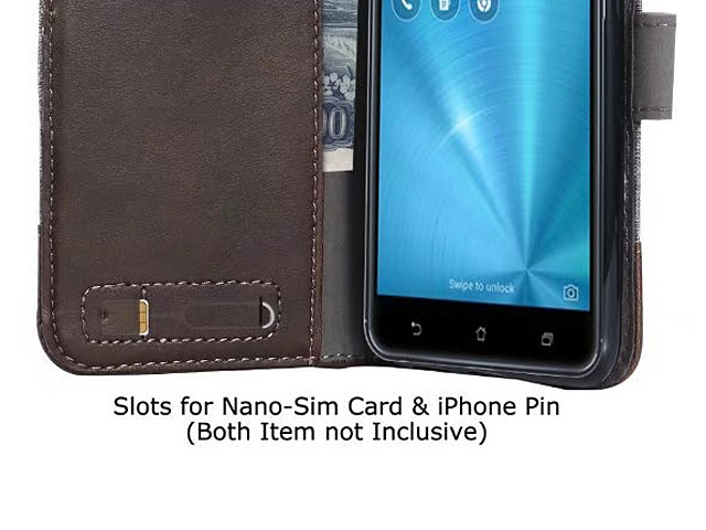 Asus Zenfone Live ZB501KL Canvas Leather Flip Card Case