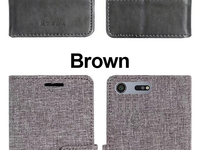 Sony Xperia XZ Premium Canvas Leather Flip Card Case