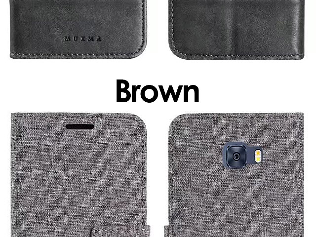 Samsung Galaxy C5 Pro Canvas Leather Flip Card Case