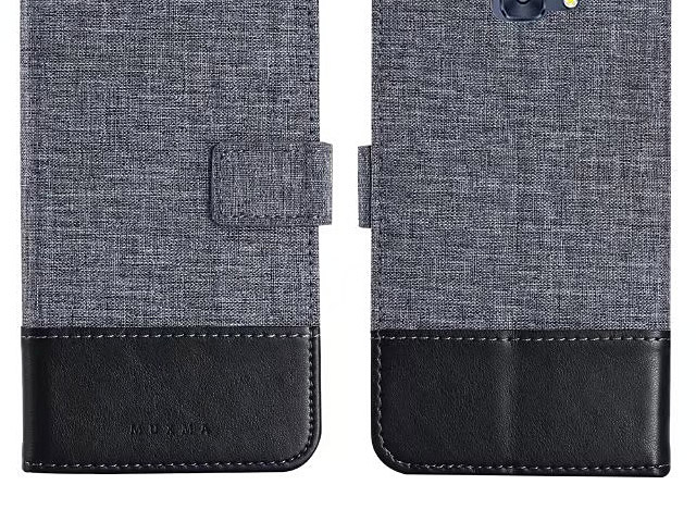 Samsung Galaxy C7 Pro Canvas Leather Flip Card Case