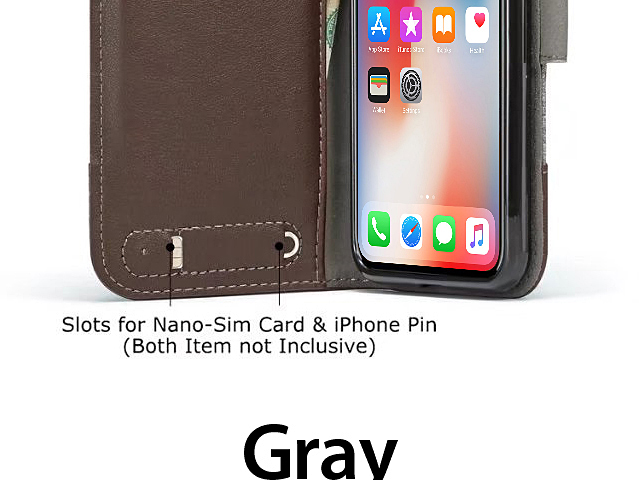 iPhone X Canvas Leather Flip Card Case