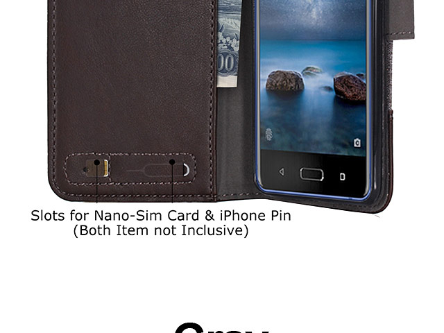 Nokia 8 Canvas Leather Flip Card Case