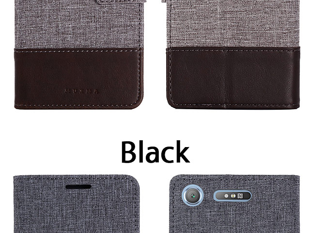 Sony Xperia XZ1 Canvas Leather Flip Card Case