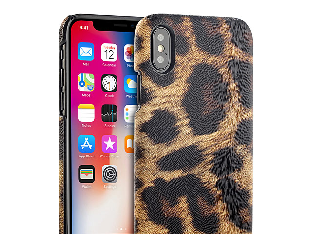 iPhone X Embossed Leopard Stripe Back Case