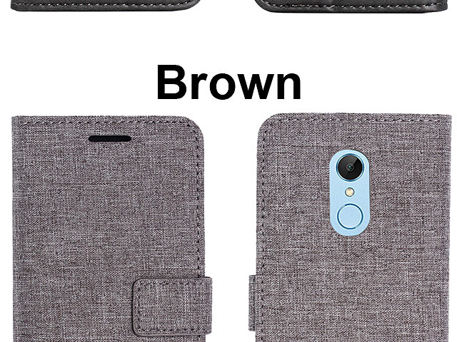 Xiaomi Redmi 5 Canvas Leather Flip Card Case
