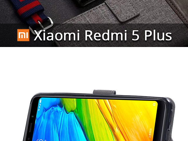 Xiaomi Redmi 5 Plus Canvas Leather Flip Card Case
