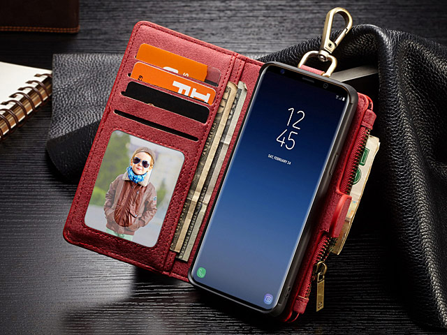 Samsung Galaxy S9 Metal Buckle Zipper Wallet Folio Case