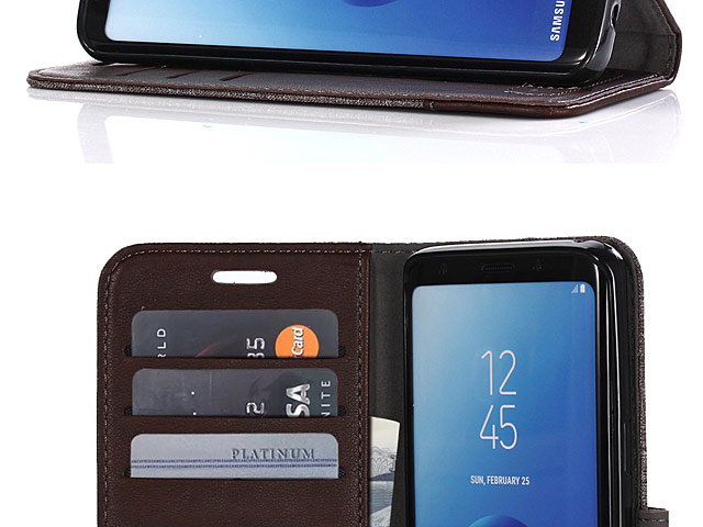 Samsung Galaxy S9 Canvas Leather Flip Card Case
