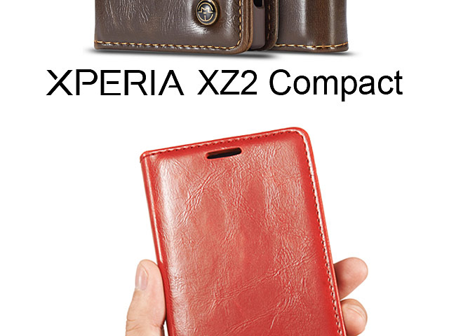 Sony Xperia XZ2 Compact Magnetic Flip Leather Wallet Case
