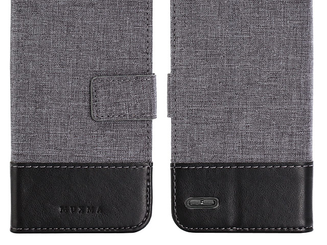 LG Q6 Canvas Leather Flip Card Case