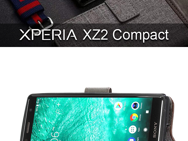 Sony Xperia XZ2 Compact Canvas Leather Flip Card Case