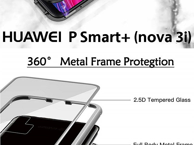 Huawei P Smart+ (nova 3i) Magnetic Aluminum Case with Tempered Glass
