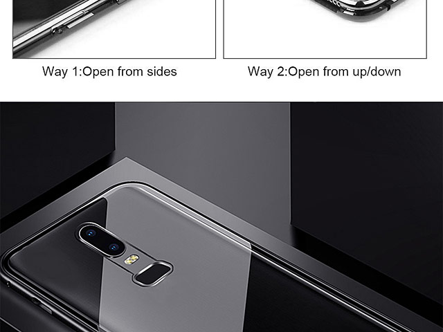 OnePlus 6 Magnetic Aluminum Case with Tempered Glass