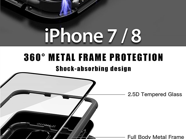 iPhone 7 / 8 Magnetic Aluminum Case with Tempered Glass