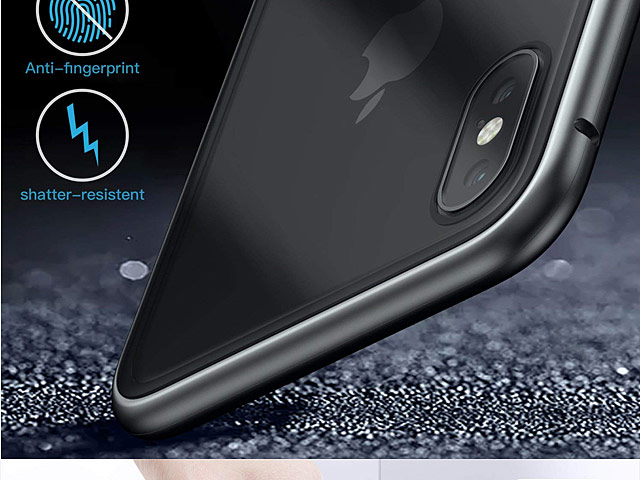 iPhone XR (6.1) Magnetic Aluminum Case with Tempered Glass