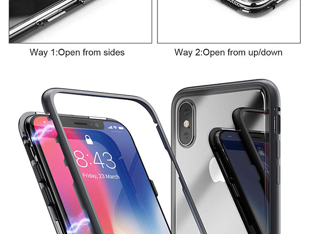 iPhone XS Max (6.5) Magnetic Aluminum Case with Tempered Glass