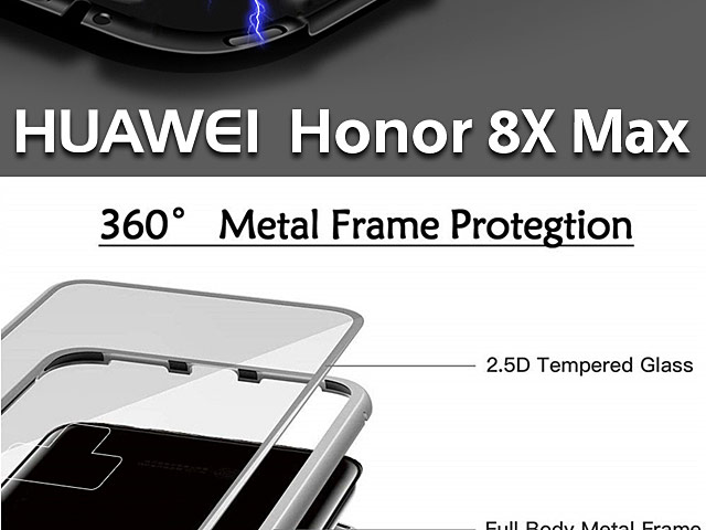 Huawei Honor 8X Max Magnetic Aluminum Case with Tempered Glass