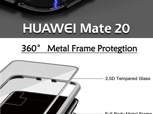 Huawei Mate 20 Magnetic Aluminum Case with Tempered Glass