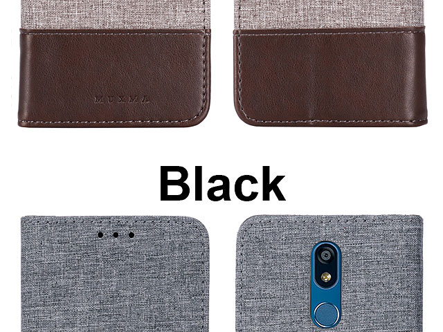 LG K40 Canvas Leather Flip Card Case