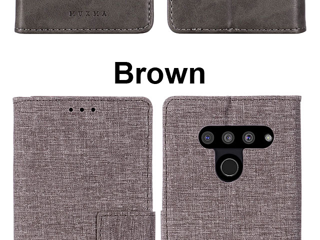 LG V50 ThinQ 5G Canvas Leather Flip Card Case