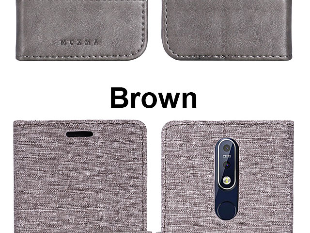 Nokia 7.1 Canvas Leather Flip Card Case