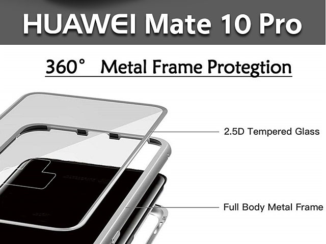 Huawei Mate 10 Pro Magnetic Aluminum Case with Tempered Glass