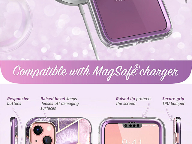 i-Blason Cosmo Slim Designer Case (Purple Marble) for iPhone 13 (6.1)